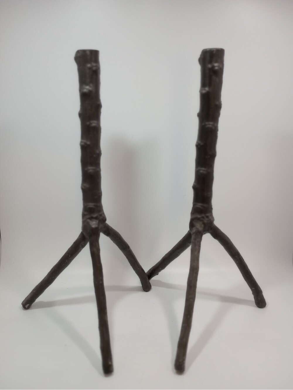 Pair Candle Holder Tree Limb Branch Twig Rustic Lodge Cabin 16 1/4” tall
